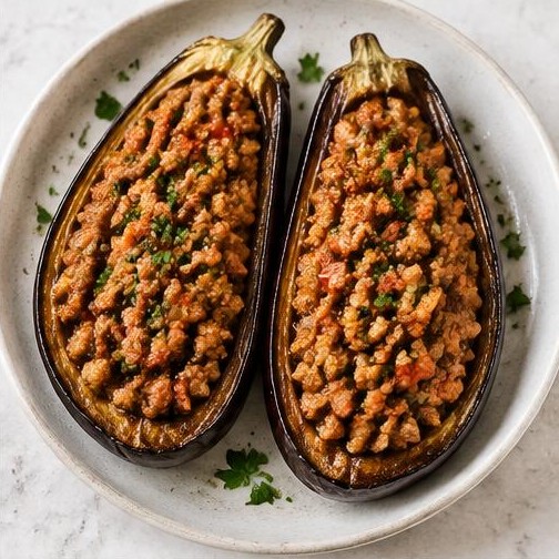 Berenjenas rellenas de pavo
