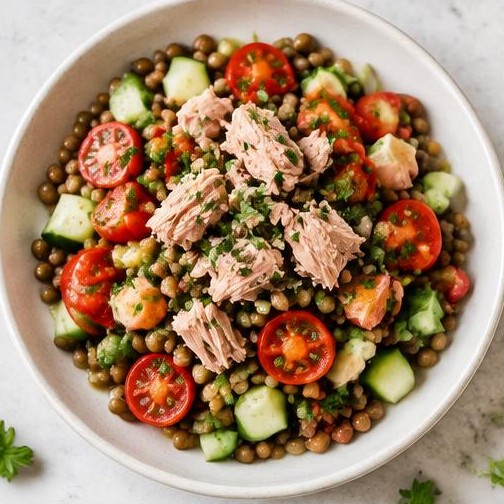 Ensalada de lentejas con atún