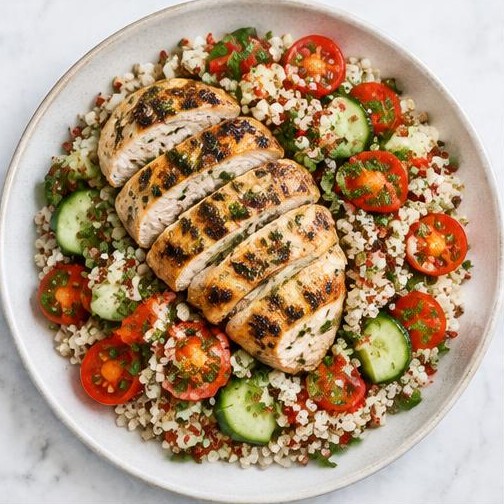 Ensalada de quinoa con pollo y verduras